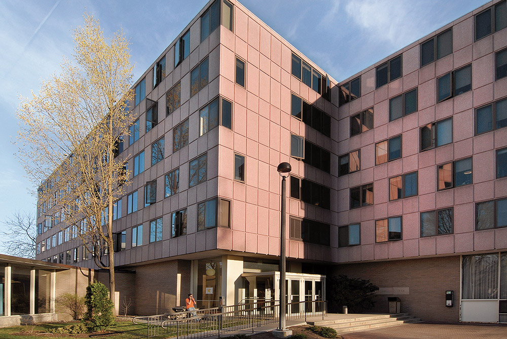 An exterior shot of Moore Hall 