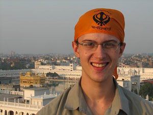 Skidmore student Adam Epstein at the Golden Temple in Amritsar, Punjab