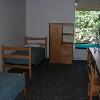 A typical double in Wilmarth Hall. Triple rooms have the same layout, with bunked beds an extra desk and wardrobe. 