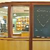 Students in need of refreshments no longer need go to Case Center, thanks to the addition of this coffee shop near the library's entrance. 