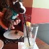 Skids enjoying a drink after a hard semester