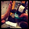 Skids gives @romy_hk a high five for finishing her paper!