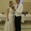 The bride & groom pose with Skids. The groom is pursuing graduate studies in veterinary sciences, so he was happy that Skids could be there.
