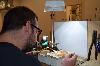 Skids learns how to make museum mount from the exhibits guy