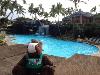 Skids about to go for a swim with Kola, a local Hawaiian dolphin