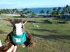 Skids enjoys the view from the balcony during the Skidmore Swimming and Diving training trip in Ponce Puerto Rico!