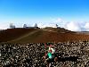 Skids hikes to 13,796 ft. to enjoy the view from Mauna Kea Volcano on the big island of Hawaii. Despite the island sun, Skids wasn't expecting a chilly 29 degrees at the top. Feels like home!