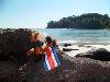 Skids having some fun buried in the sand at Manuel Antonio National Park in Costa Rica.