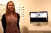 Lucia Bernard with her interactive piece, 'Explore the Deep,' which won the Tang Teaching Museum Award.