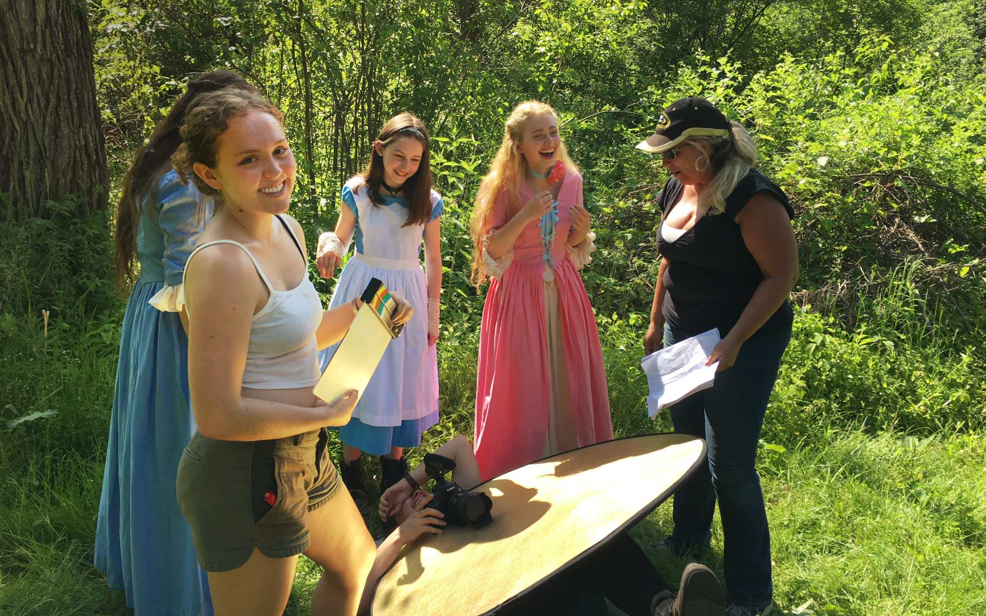 Students participate in the filming of Snow White and Rose Red