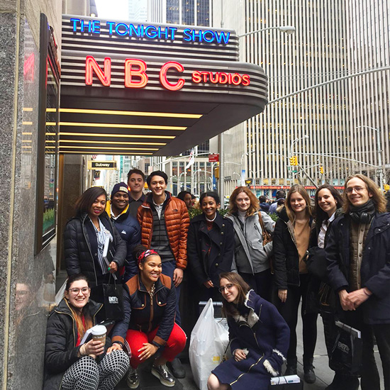 A+group+of+students+stand+outside+of+NBC+Studios+in+New+York+City
