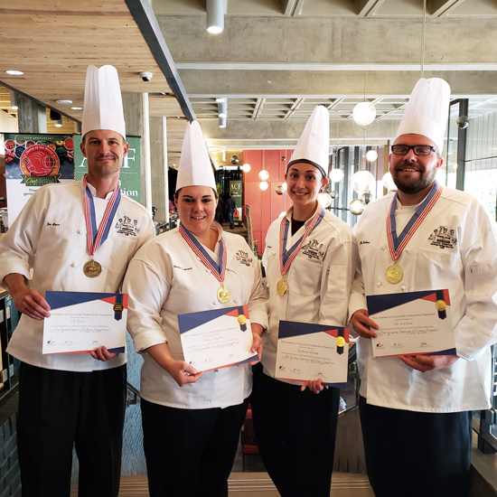 Members+of+Skidmore%27s+dining+services+team+pose+with+their+awards+after+a+culinary+competition+