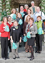 Skidmore Cares Cheerleaders in front of Scribner House