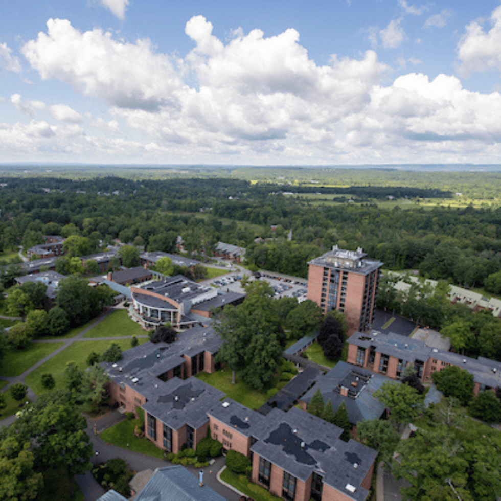 Aerial view of Skidmore's campus
