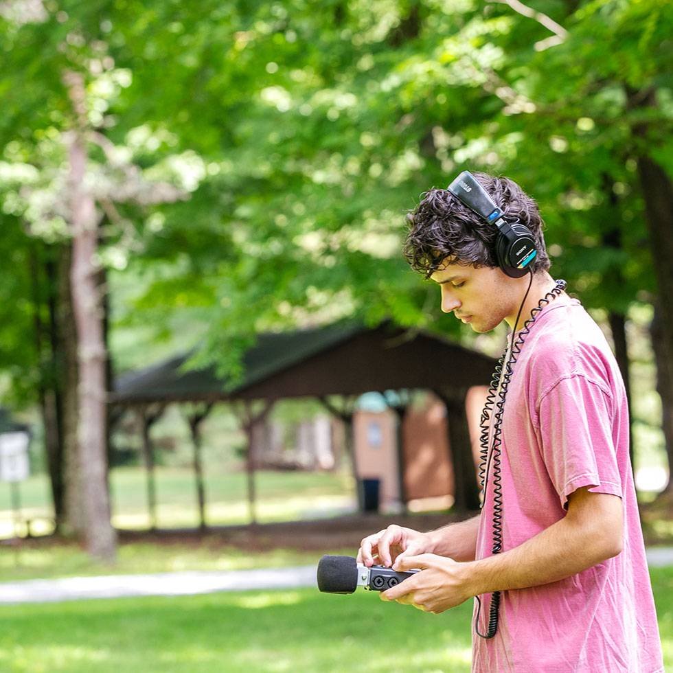 A music major and history minor, Benjamin spent the summer working on the soundtrack for a feature-length documentary about Camp Stomping Ground, located about 15 minutes from Skidmore's campus.