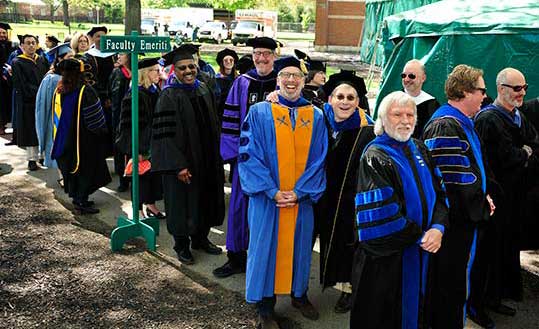 Faculty in graduation robes