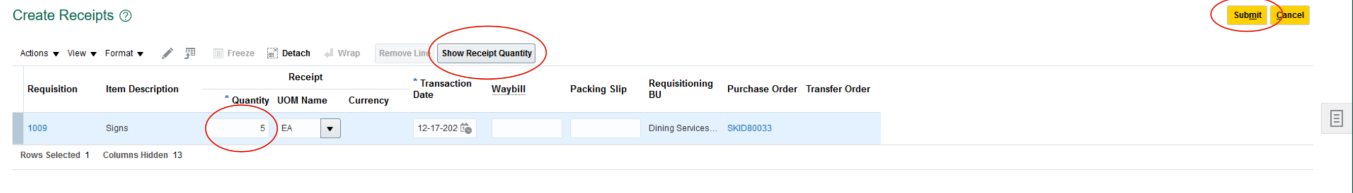 Receiving against a Purchase Order