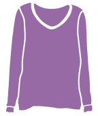 A purple icon showing the front of a t-shirt.