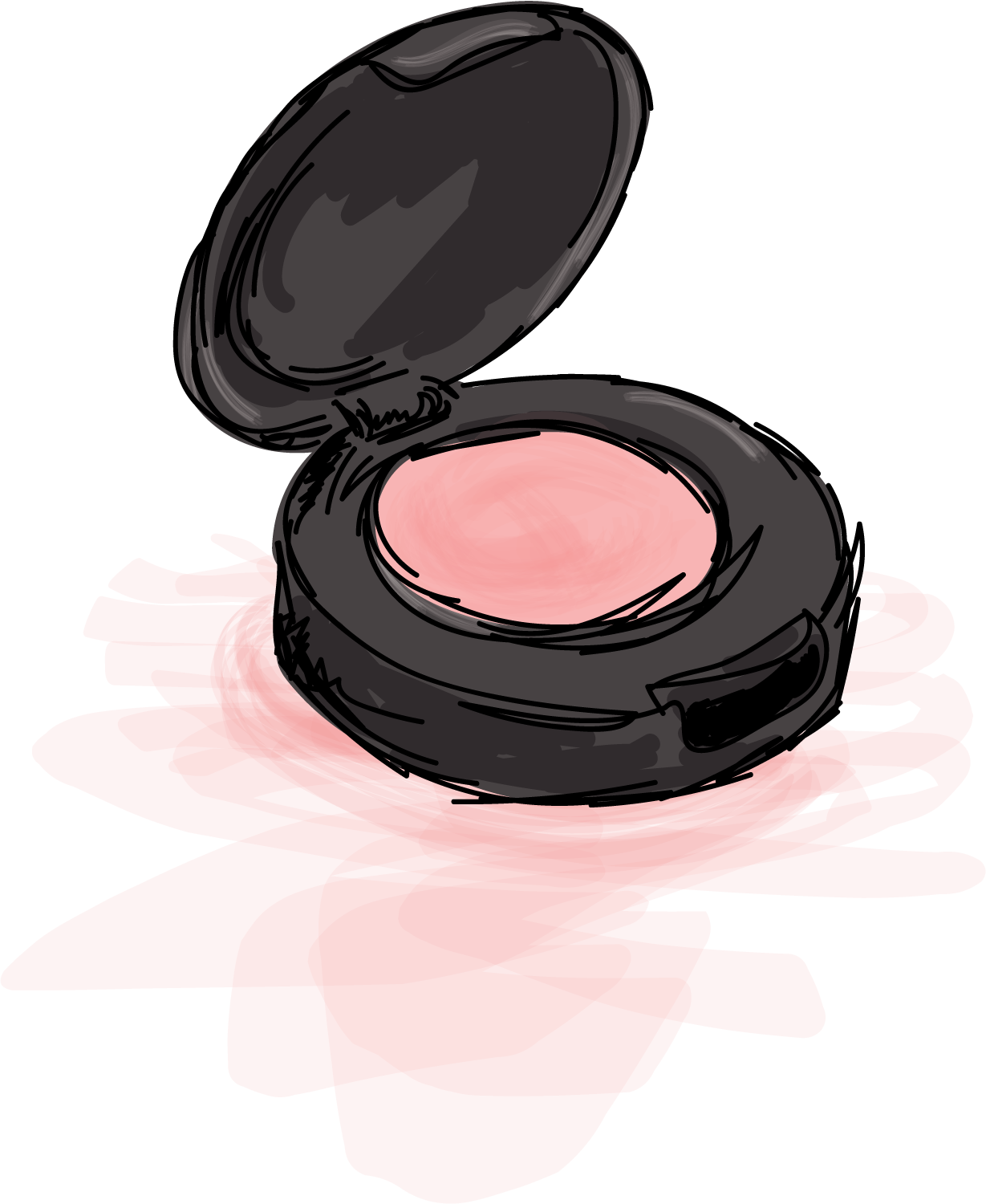 a round compact of pink blush