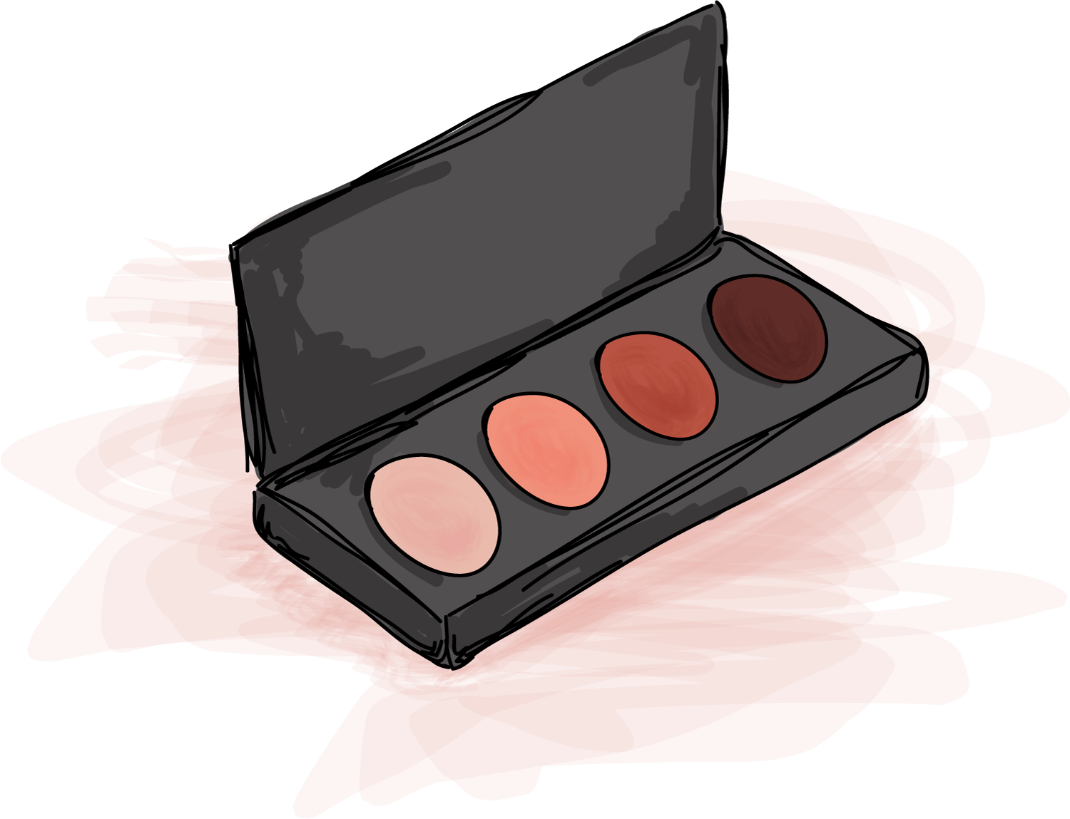 a rectangular palette with four eyeshadows