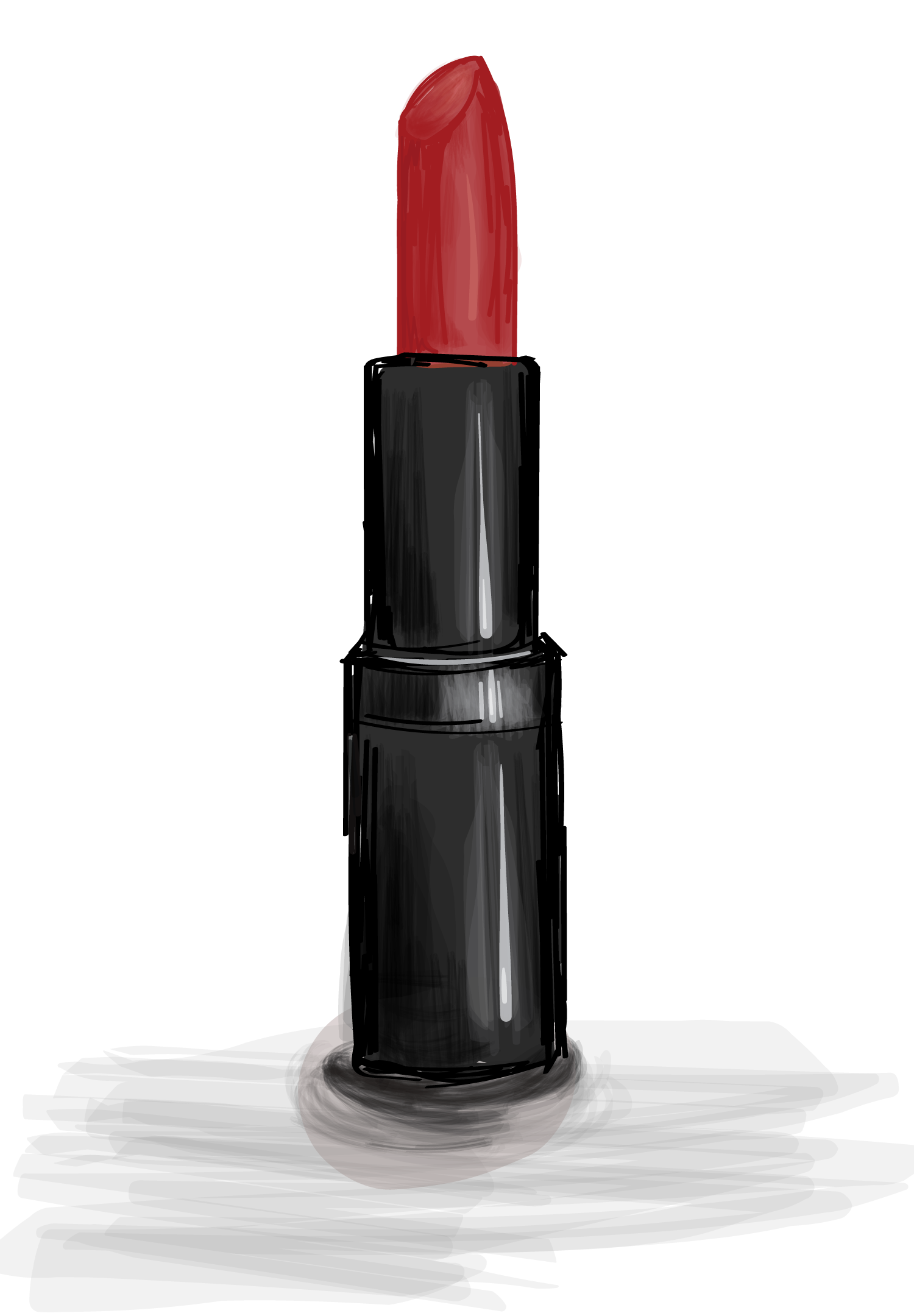 a black tube of red lipstick