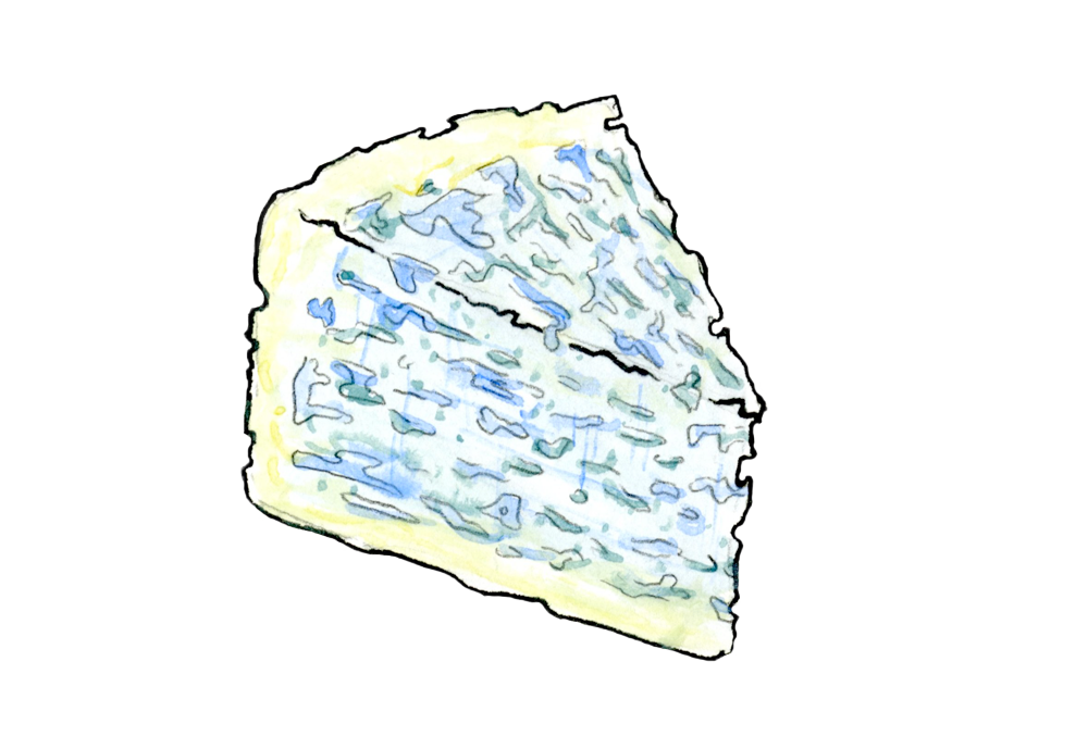 a slice of blue cheese