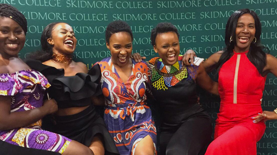 Skidmore students pose for a photo at the African Heritage Awareness gala