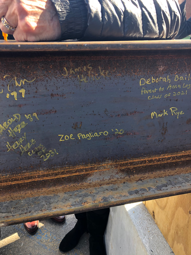 Signature on a steel beam