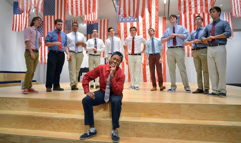 Terence Durrant sings during an acapella performance