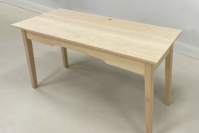 The desk that Jonah Cadorette ’26 created for the Kanatsiohareke Mohawk Community