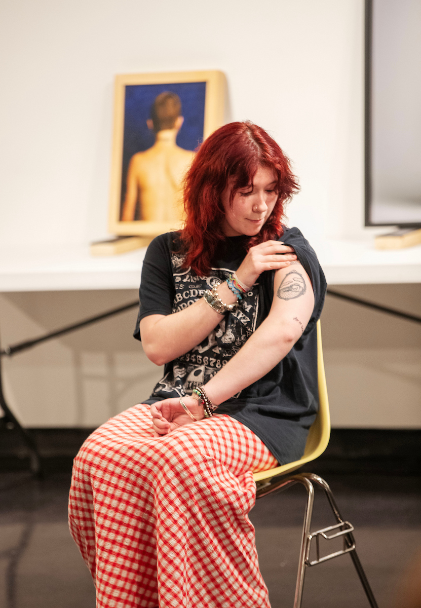 Daisy Byer-Tuohey ’28 shows a tattoo