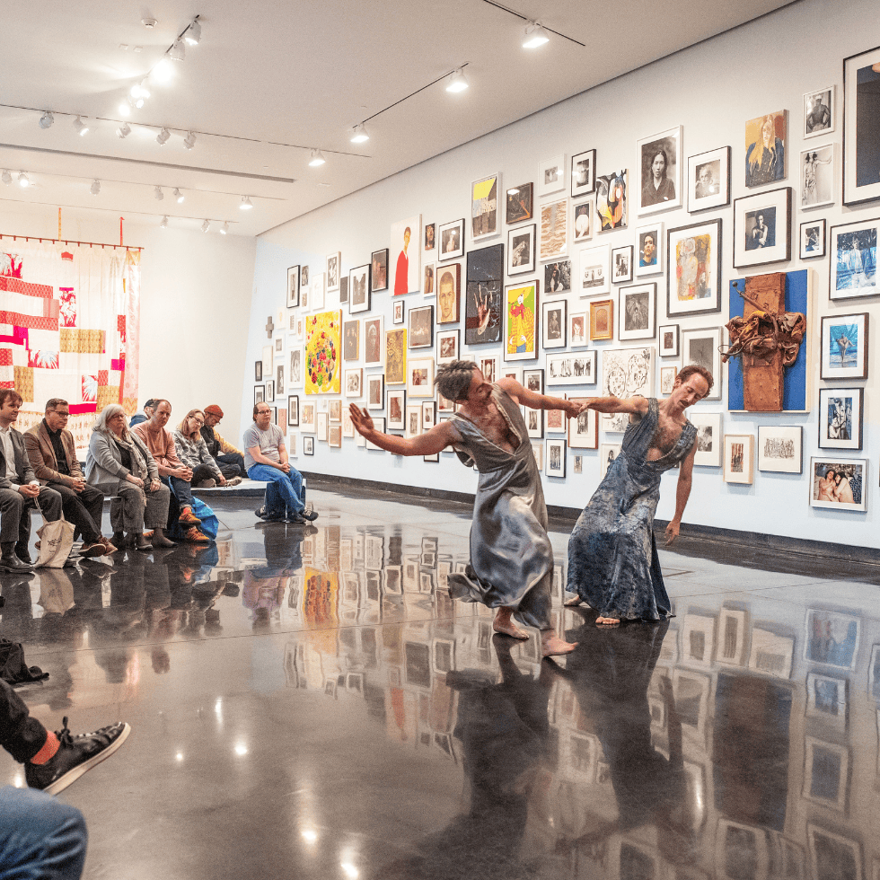 Performing artist dance in the Tang Museum's main gallery.