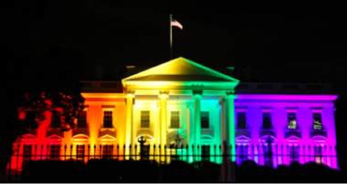 White House with Rainbow Lights