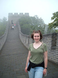Anastasia Thomas '08 China (Beijing) - standing on the Great Wall of China. Fall 2006