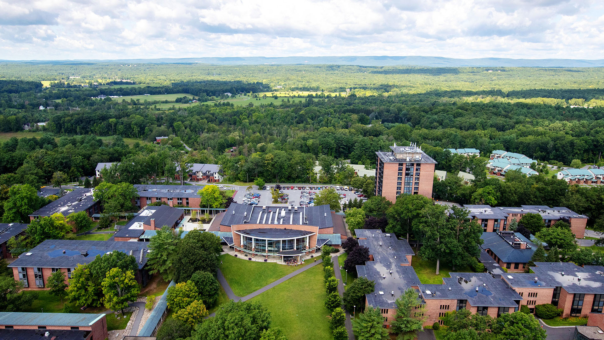Aerial view of the Skidmore campus