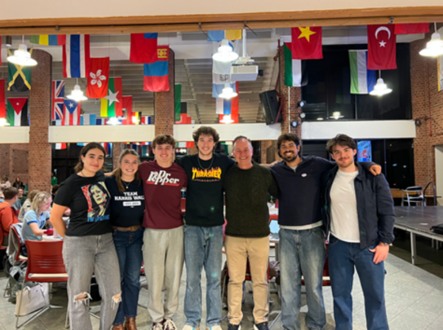 The Skidmore Democrats executive board with Skidmore President Marc C. Conner.