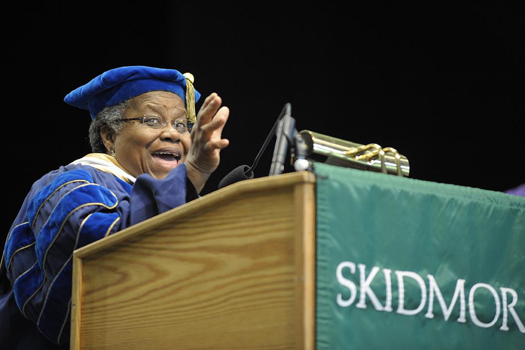 Bernice Johnson Reagon speaking at Skidmore College 2016 commencement 