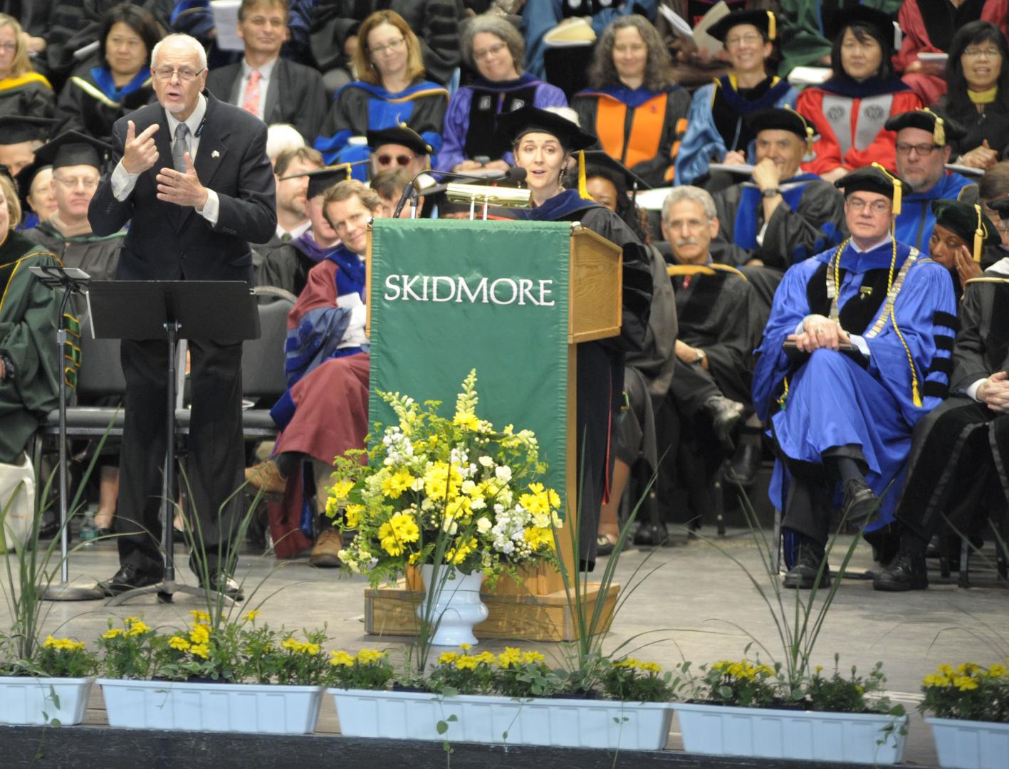 Kate Graney speaking at Skidmore College 2016 commencement 