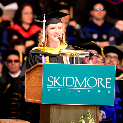 Madison Plummer speaks at Skidmore College 2017 Commencement