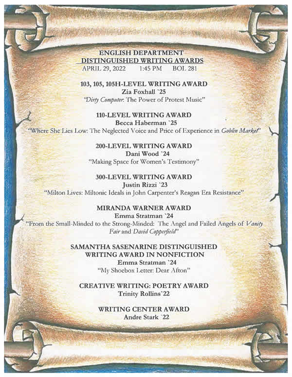 Distinguished Writing Awards for 2022