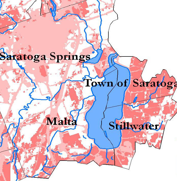 map of the area around Saratoga