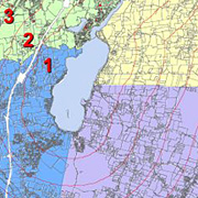 Map of the area around Saratoga Lake