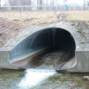 Creek channeled through a culvert