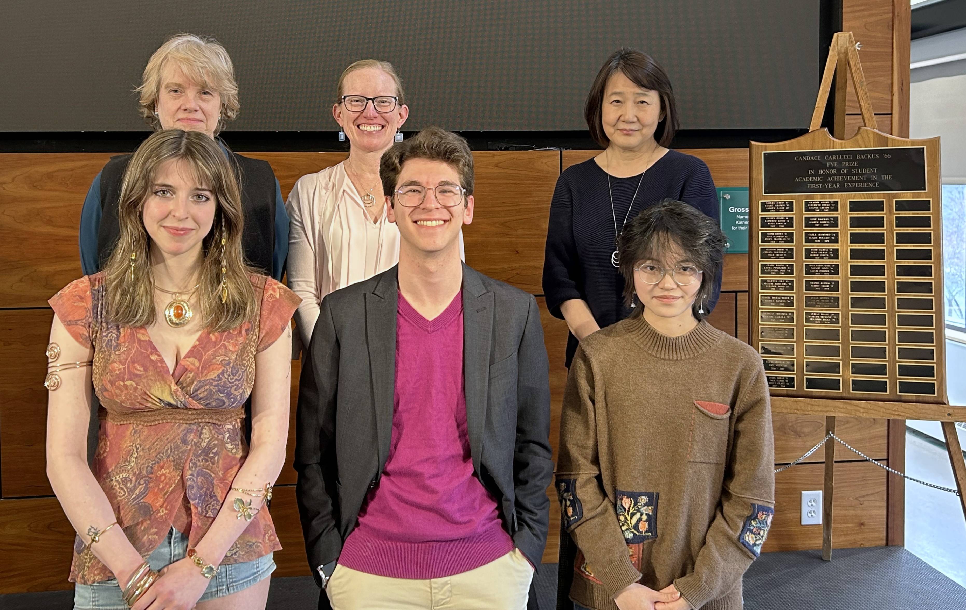 Photo of FYE prize winners and their nominating seminar faculty at prize presentation. 