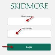 Screenshot of login form for Username and password
