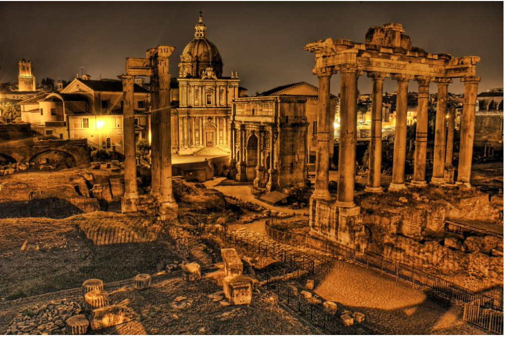 Ruins in Rome at Night