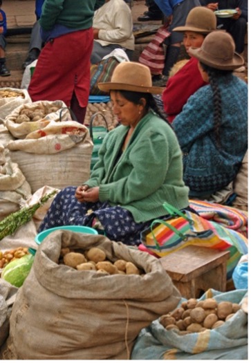 Latin American Women at a Food Market