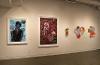 Left to right: "Blue Rose" and "Kaleidoscope" by Delita Martin; Matt Mitros' "Flower Composition #002"; and "Grid Arrow" and "Olive Bump" by Melissa Dadourian