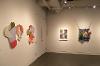 At left, two works by Melissa Dadourian; at right, "Game Plan" and "Carpet, Pillow, Paint" by Jessica Stockholder