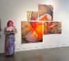 Claire Pupa speaking about her multi-panel painting.